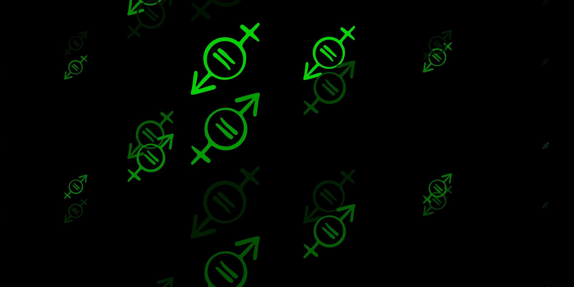 mörkgrön vektorbakgrund med kvinnasymboler. vektor
