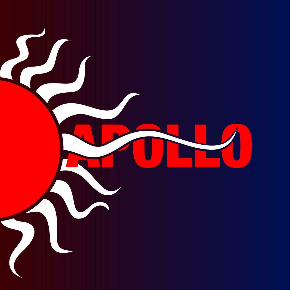 Apollo Typografie Vektor Symbol mit Sonne form.