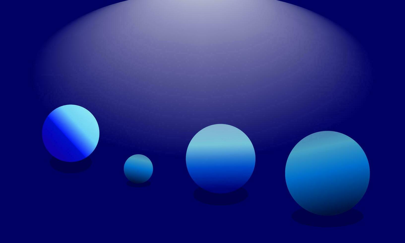 Blau Hologramm Kugel Ball oder Luftblasen fliegend. Vektor abstrakt Studio Zimmer geometrisch Plattform.