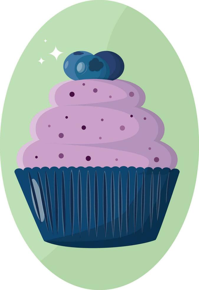 Cupcake mit Blaubeeren, Gebäck und Süßigkeiten, Vektor Cupcake, Cupcake Symbol, Cupcake isoliert