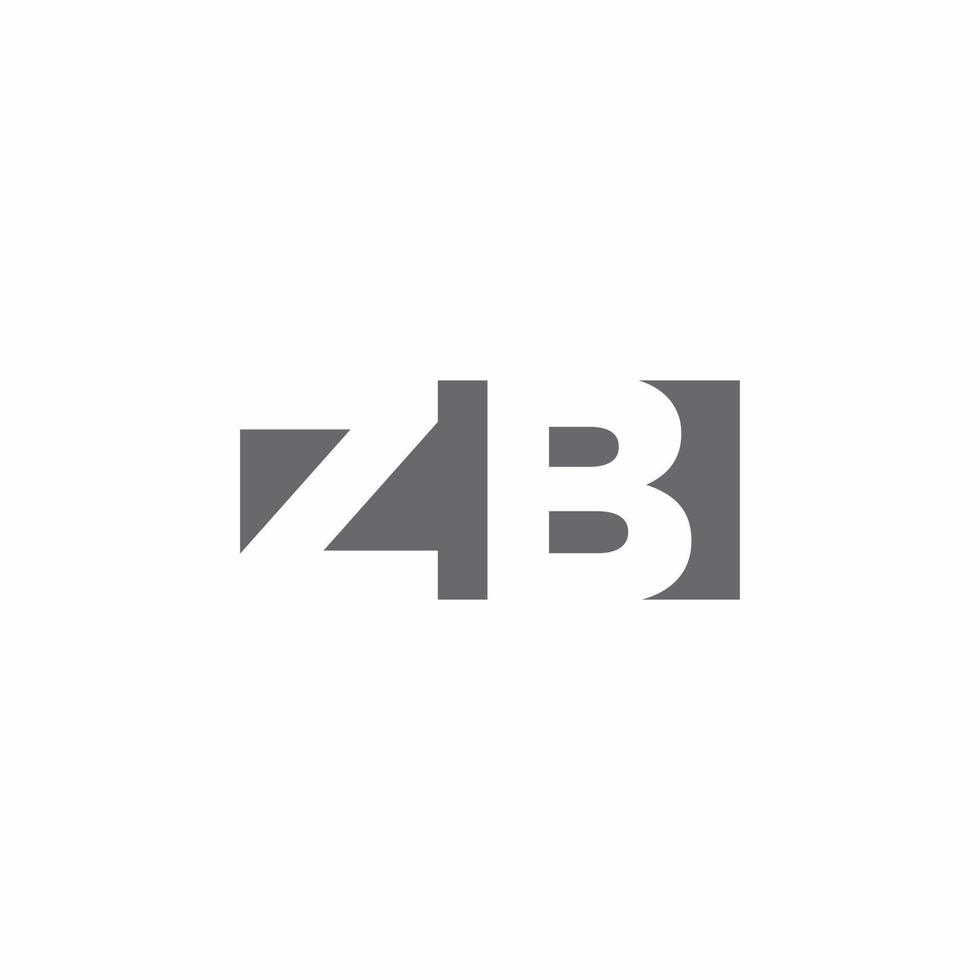 zb-Logo-Monogramm mit Designvorlage im negativen Raumstil vektor
