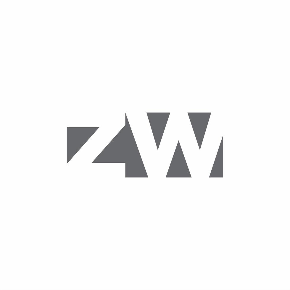 zw-Logo-Monogramm mit Design-Vorlage im negativen Weltraum-Stil vektor