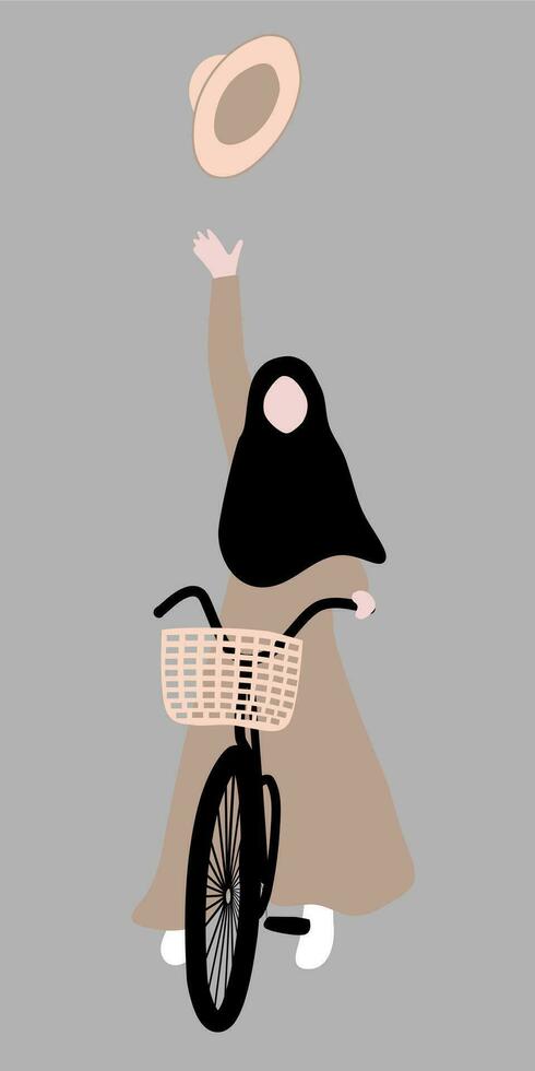 muslim kvinna med henne cykel vektor