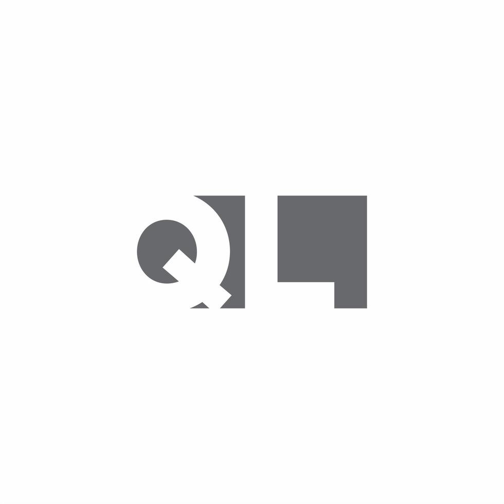 ql-logotypmonogram med negativ rymdstil designmall vektor