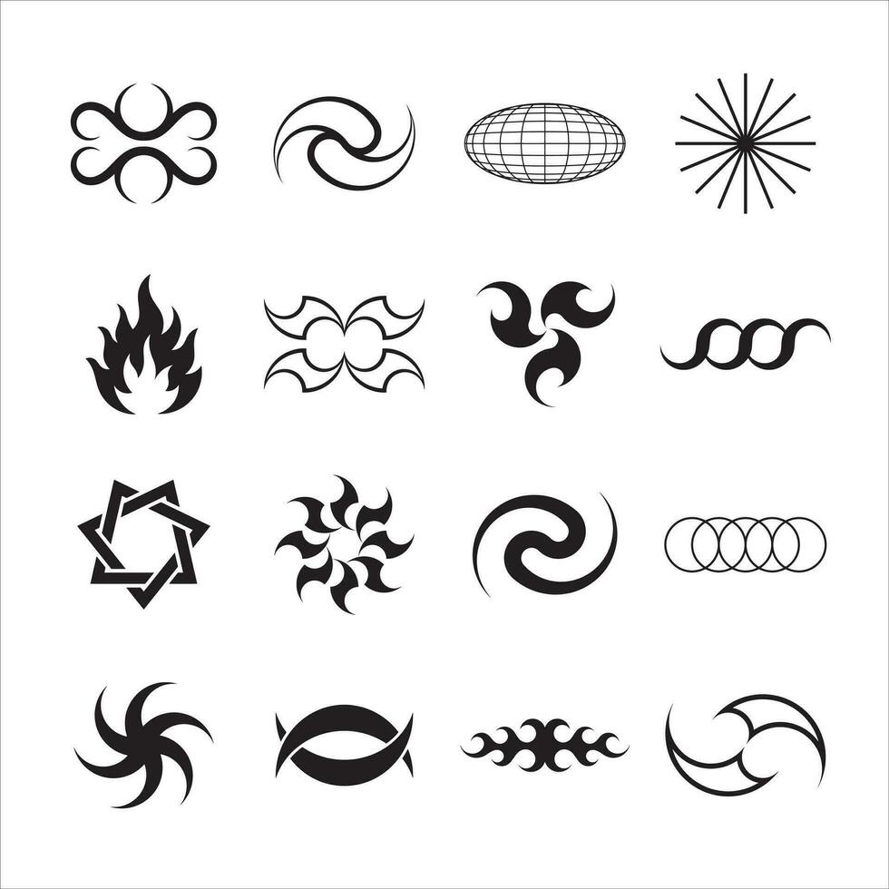 stam- vektor tatuering element, hippie ikoner, mönster, motiv, lämplig för tatuering konst, gata design element, målningar och andra.