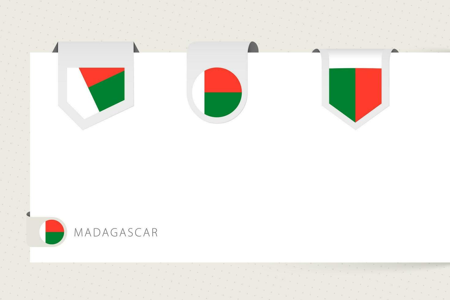 Etikette Flagge Sammlung von Madagaskar im anders Form. Band Flagge Vorlage von Madagaskar vektor