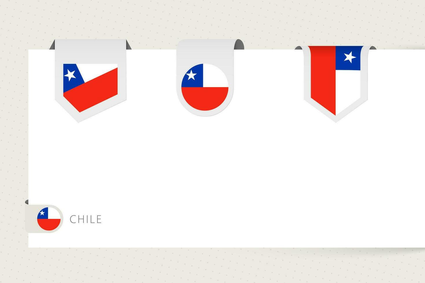 Etikette Flagge Sammlung von Chile im anders Form. Band Flagge Vorlage von Chile vektor