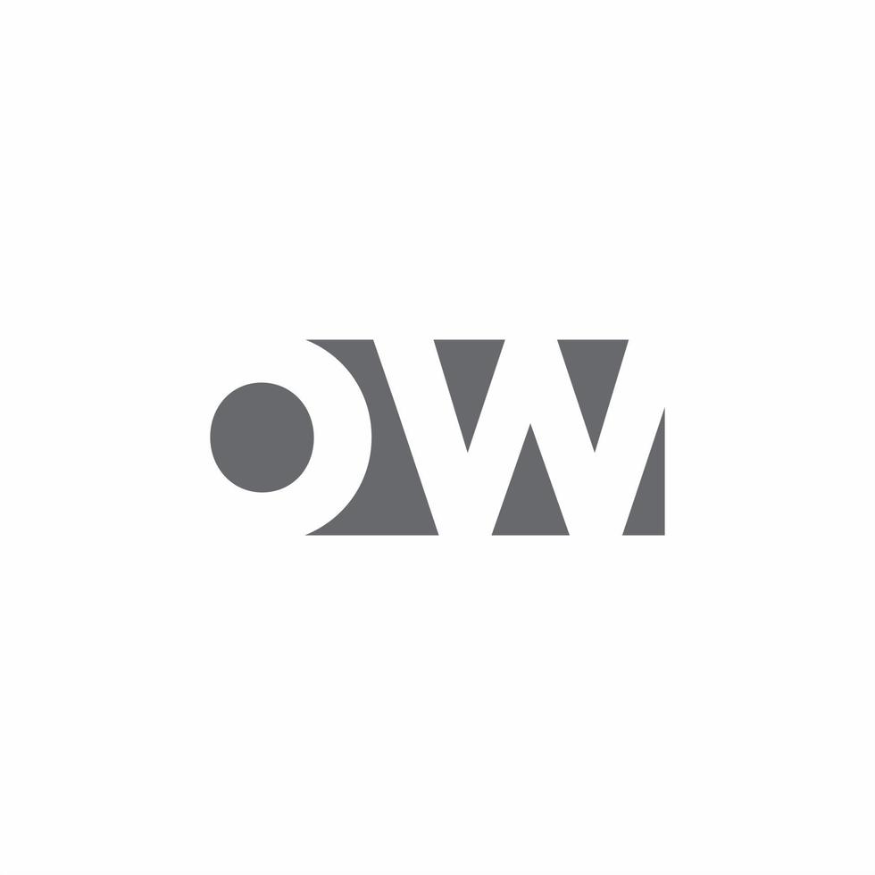 ow-Logo-Monogramm mit Designvorlage im negativen Raumstil vektor