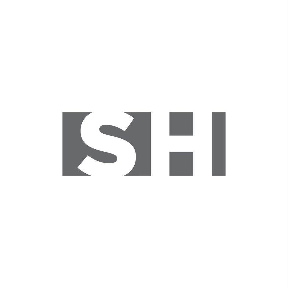 sh logotyp monogram med negativ rymd stil designmall vektor