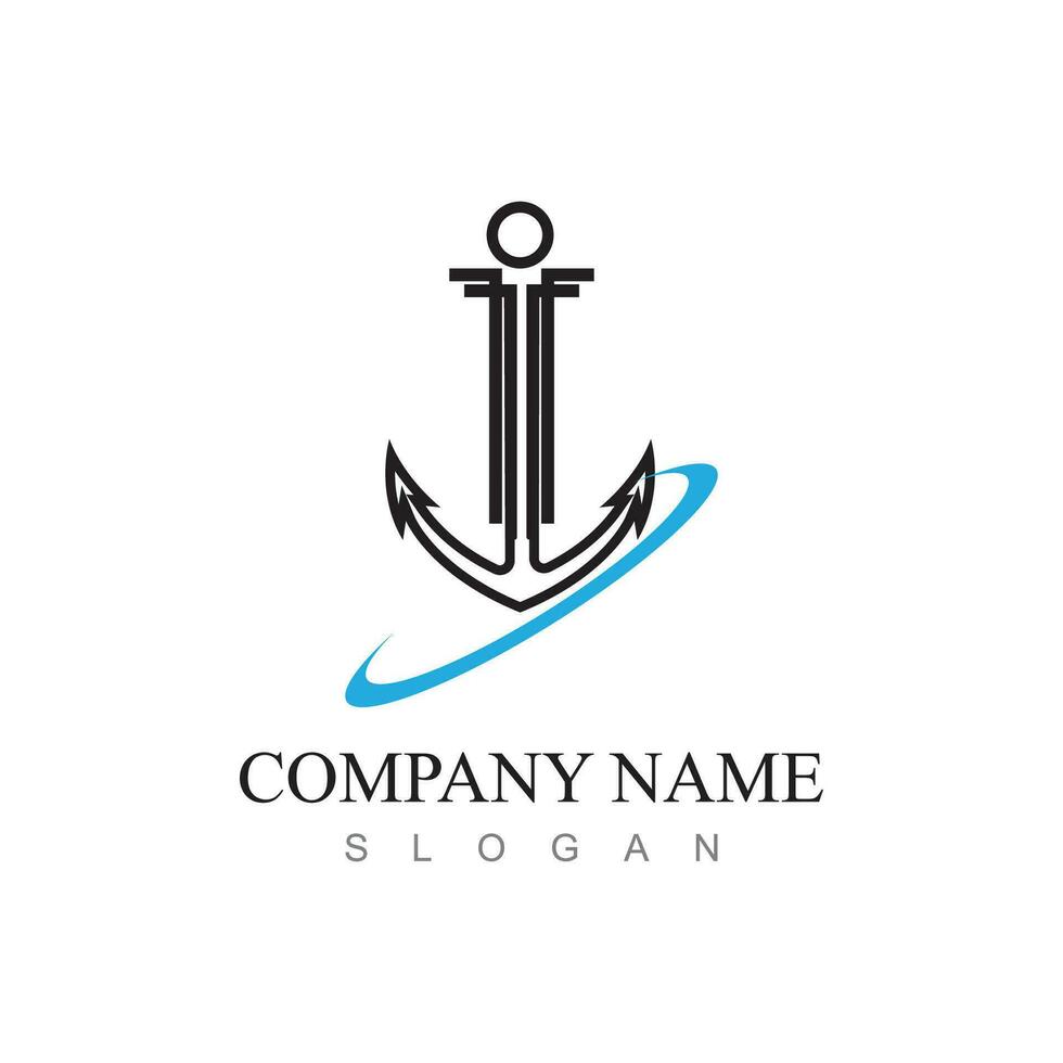 Marine retro Embleme Logo mit Anker und Seil, Anker Logo - - Vektor