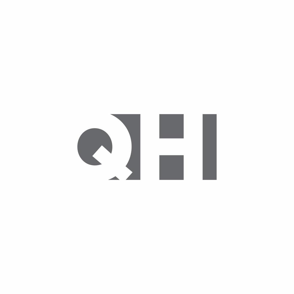 qh-logotypmonogram med negativ designmall för rymdstil vektor