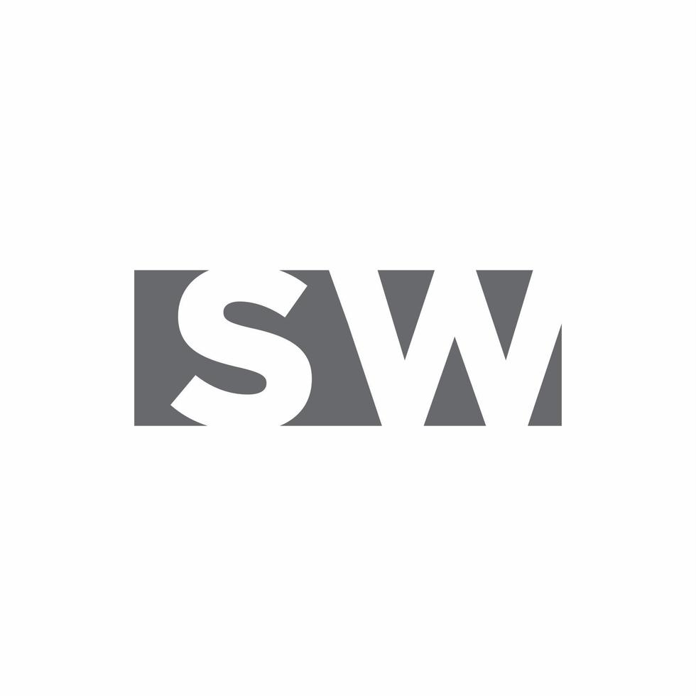 SW-Logo-Monogramm mit Designvorlage im negativen Weltraumstil vektor