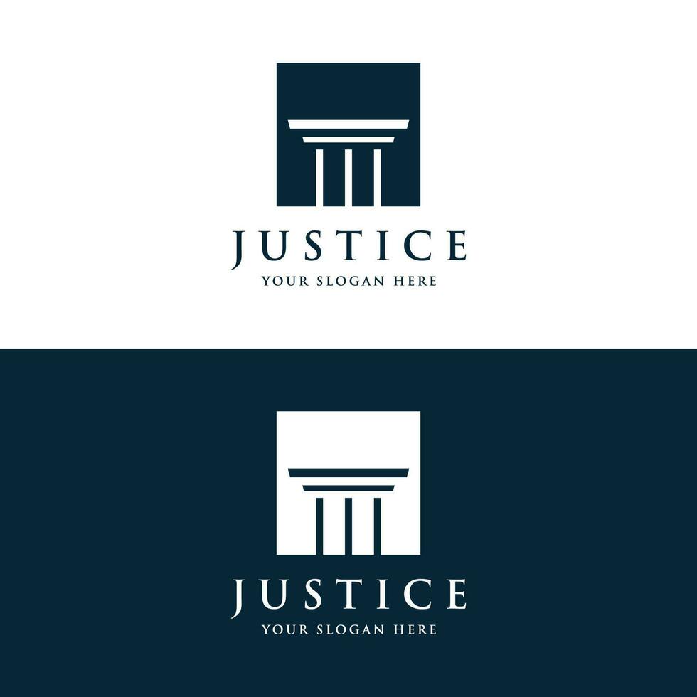 Säule Logo Design zum Anwälte mit ein luxuriös und modern Gebäude Säule Konzept. vektor