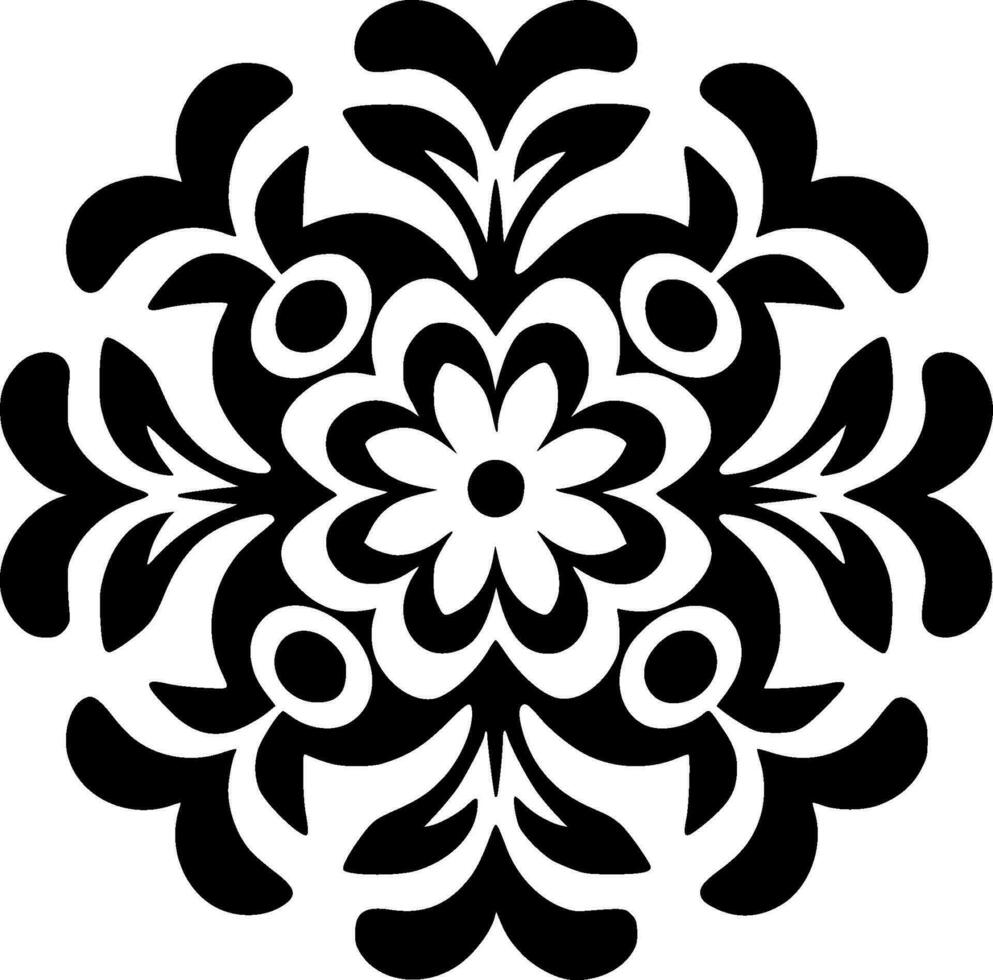 Mandala - - schwarz und Weiß isoliert Symbol - - Vektor Illustration