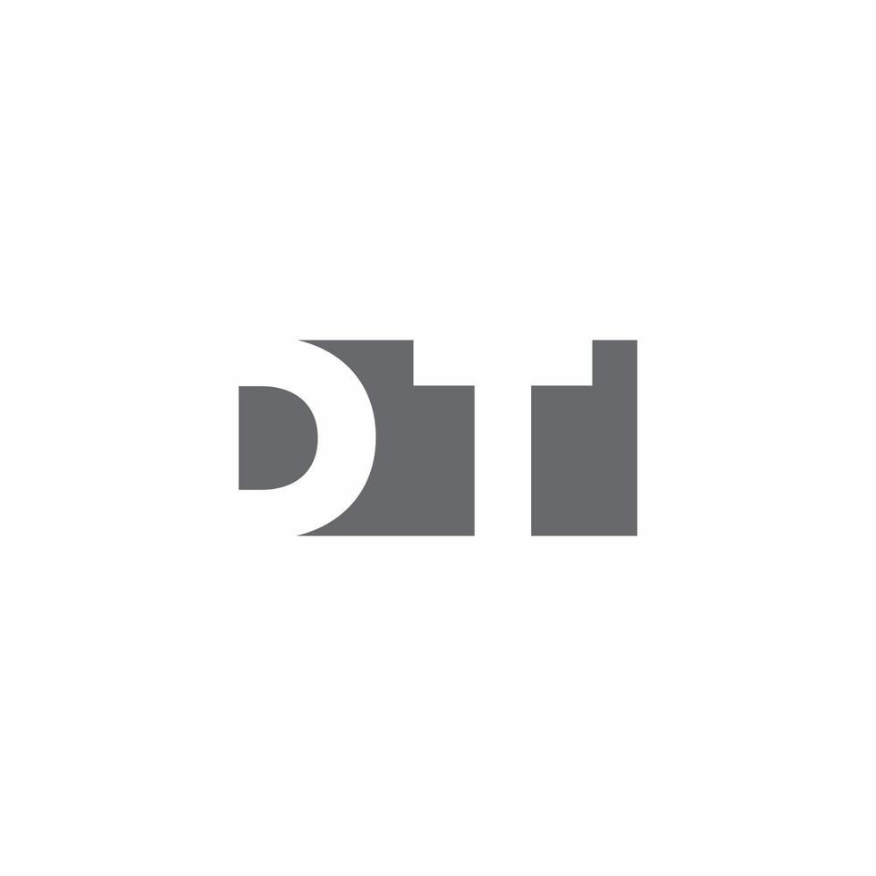 dt-Logo-Monogramm mit Designvorlage im negativen Raumstil vektor