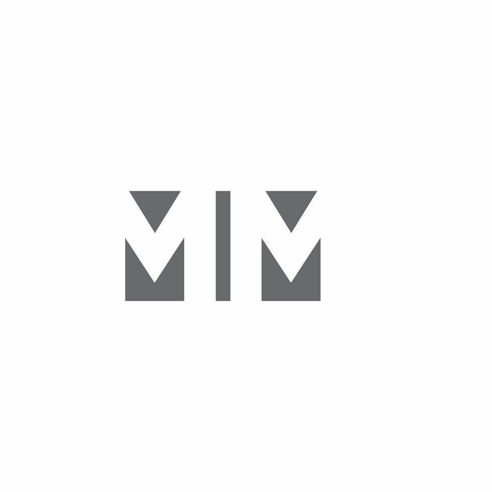 mm-logotypmonogram med negativ designmall för rymdstil vektor