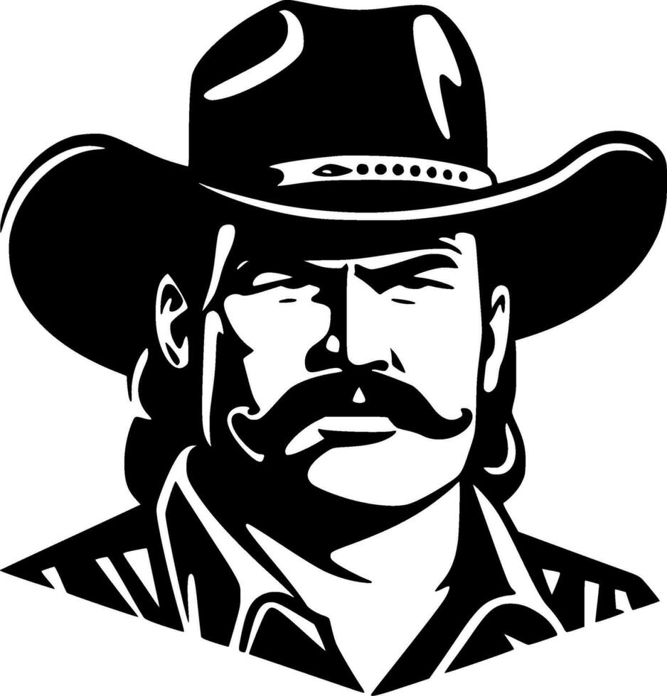cowboy, svart och vit vektor illustration