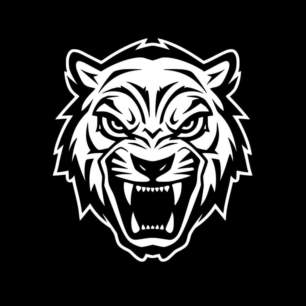 Tiger - - schwarz und Weiß isoliert Symbol - - Vektor Illustration