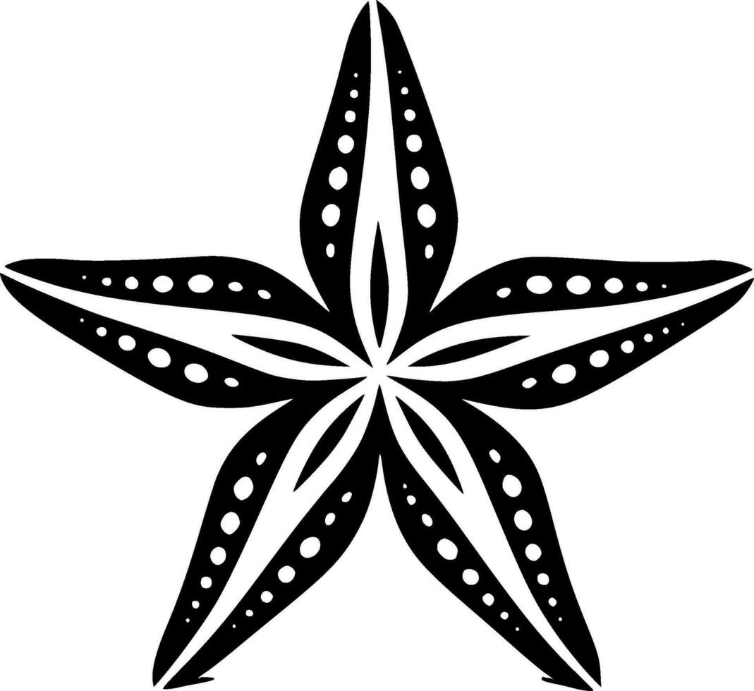 sjöstjärna - svart och vit isolerat ikon - vektor illustration
