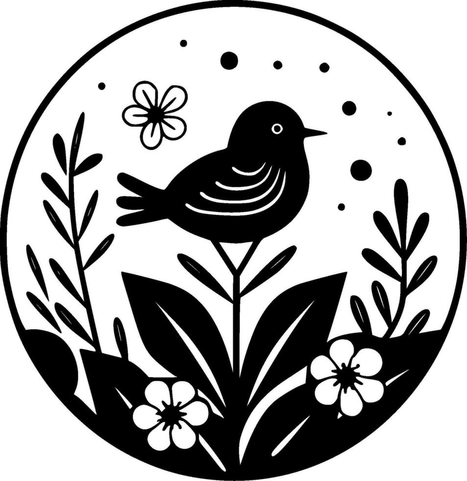 Frühling - - minimalistisch und eben Logo - - Vektor Illustration
