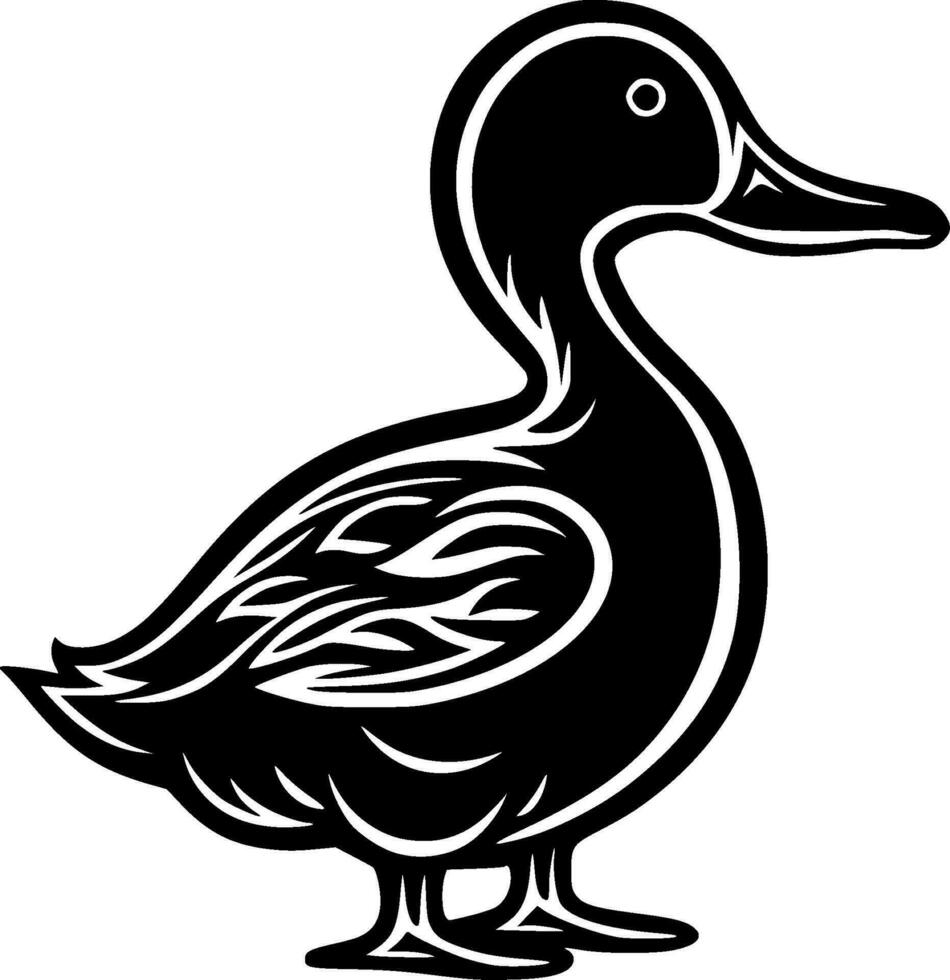 Ente - - schwarz und Weiß isoliert Symbol - - Vektor Illustration