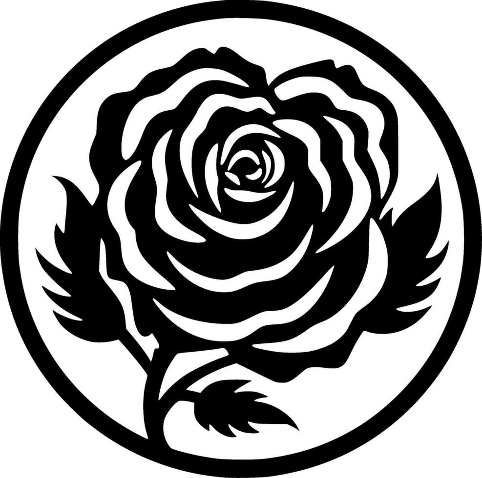 Rose - - schwarz und Weiß isoliert Symbol - - Vektor Illustration