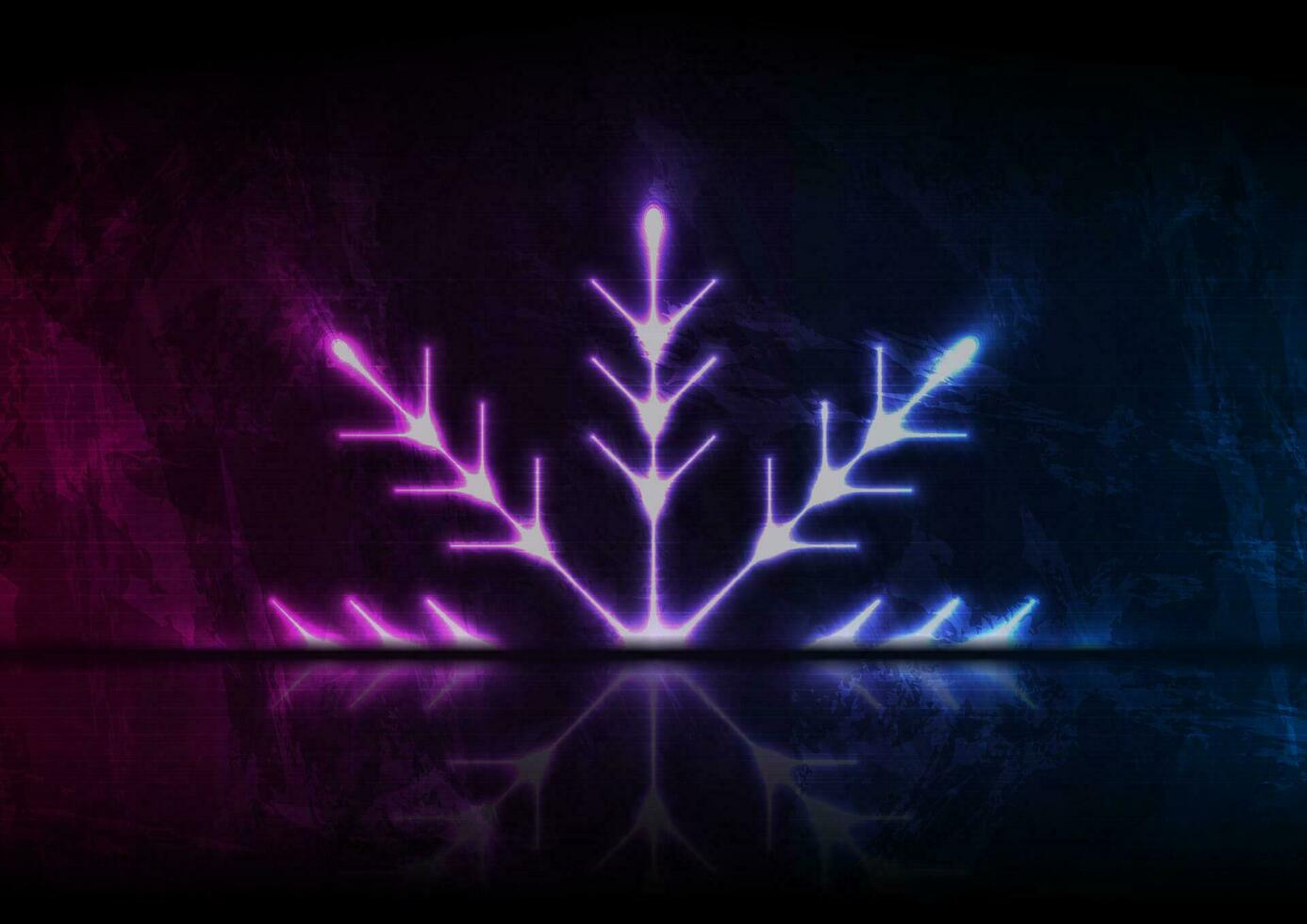 Neon- Schneeflocke auf Grunge Mauer Hintergrund vektor