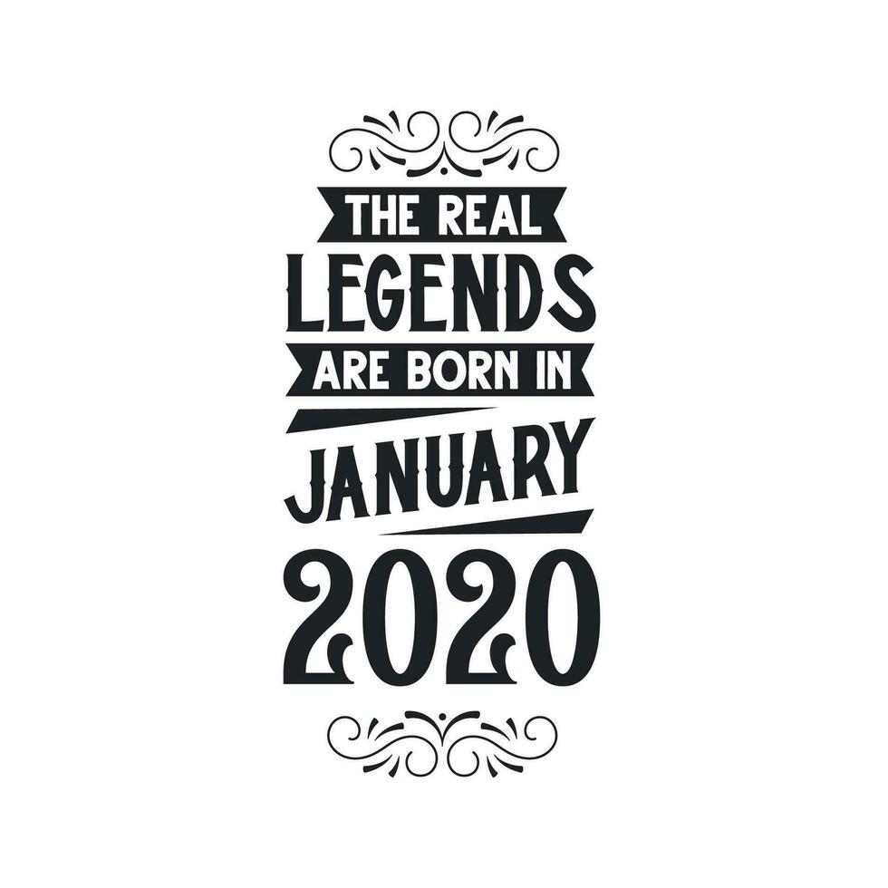 född i januari 2020 retro årgång födelsedag, verklig legend är född i januari 2020 vektor