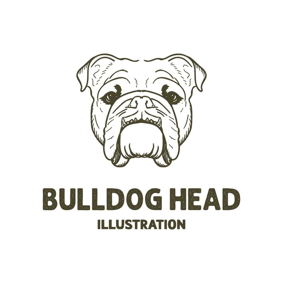 hand dragen retro årgång skiss bulldogg huvud ansikte illustration design vektor
