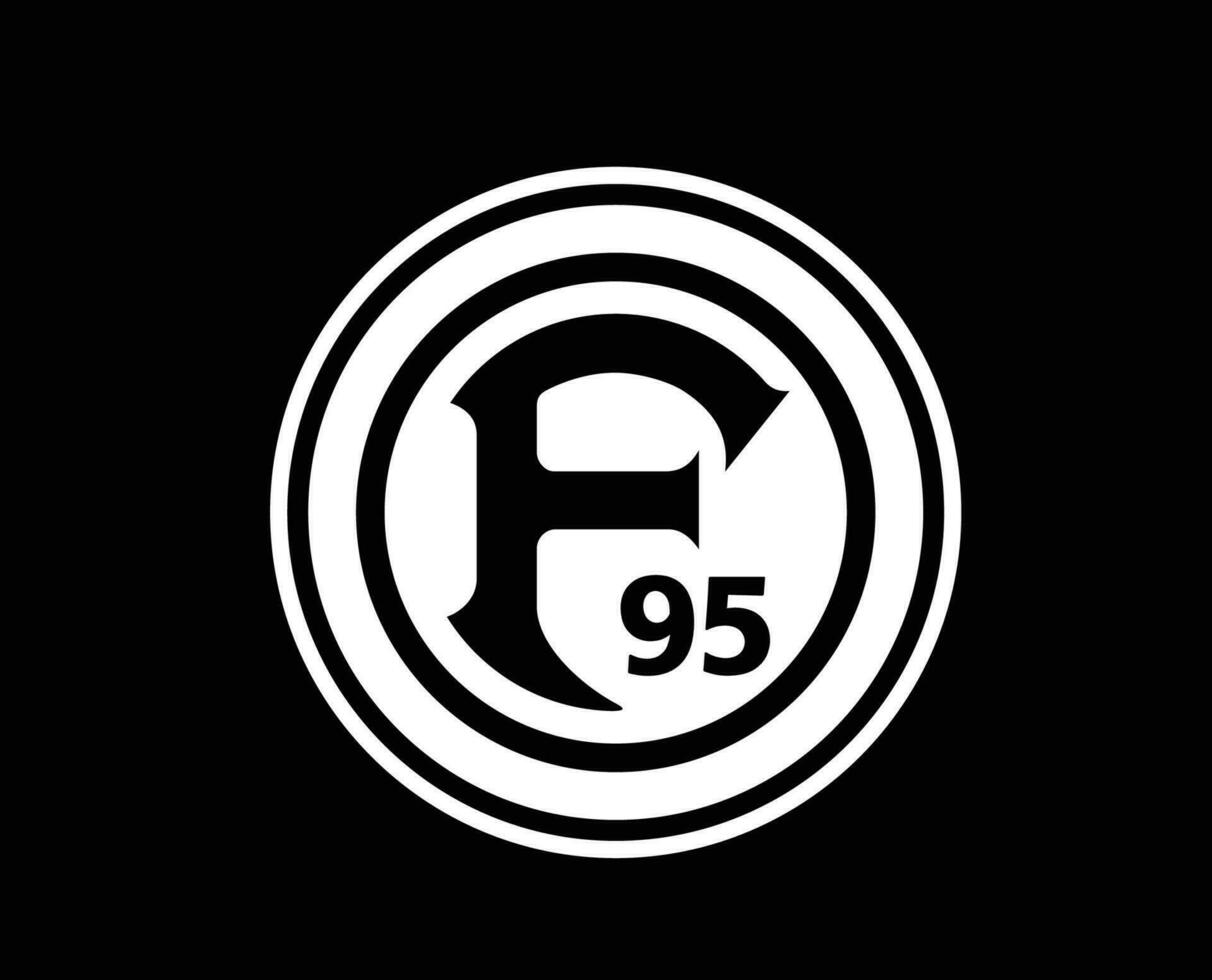 fortuna Düsseldorf klubb logotyp symbol vit fotboll bundesliga Tyskland abstrakt design vektor illustration med svart bakgrund