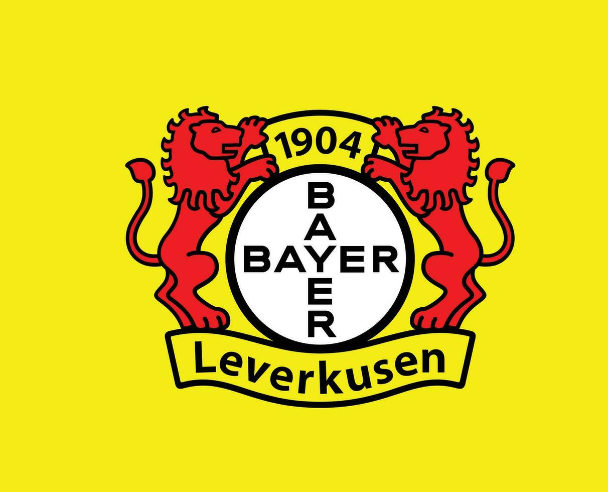 Bayer 04 hebelkusen Verein Logo Symbol Fußball Bundesliga Deutschland abstrakt Design Vektor Illustration mit Gelb Hintergrund