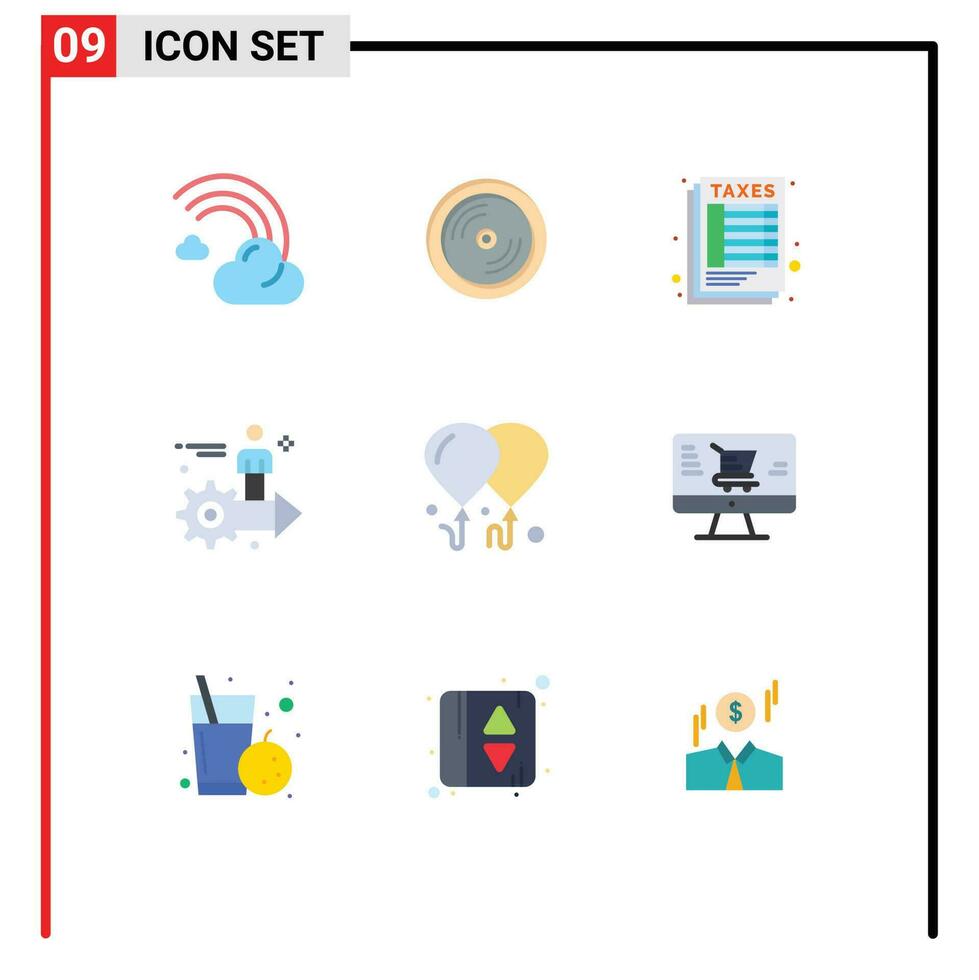 redigerbar vektor linje packa av 9 enkel platt färger av man pil utbildning redskap beskatta redigerbar vektor design element