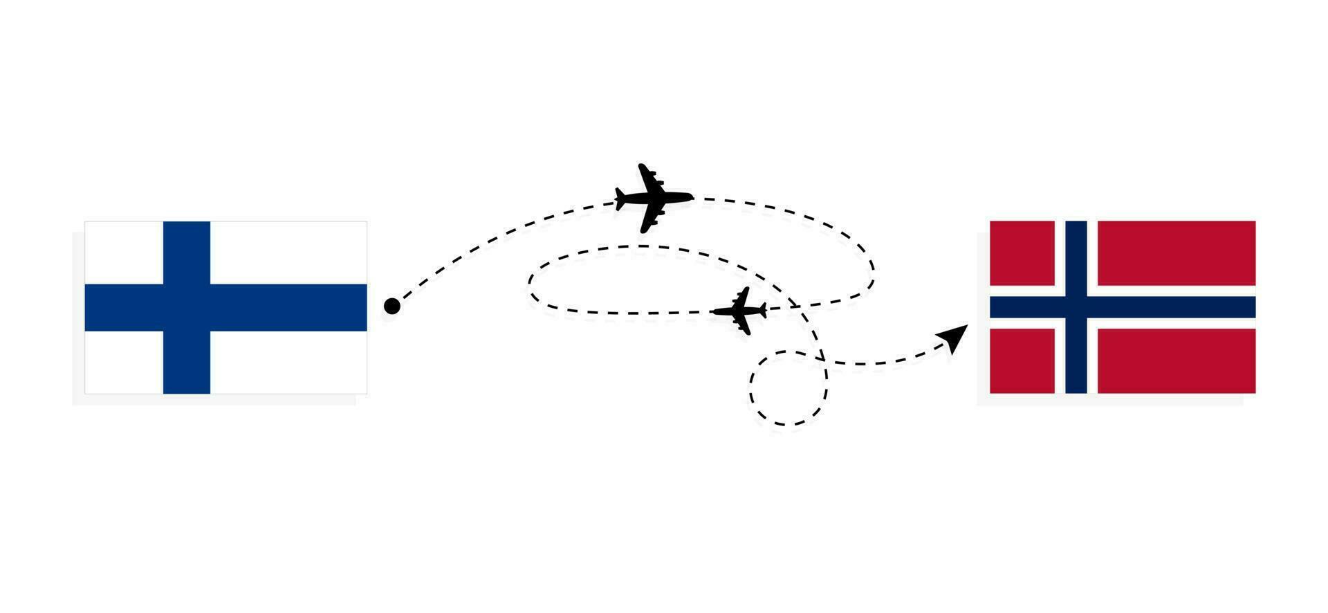 flyg och resa från finland till Norge förbi passagerare flygplan resa begrepp vektor