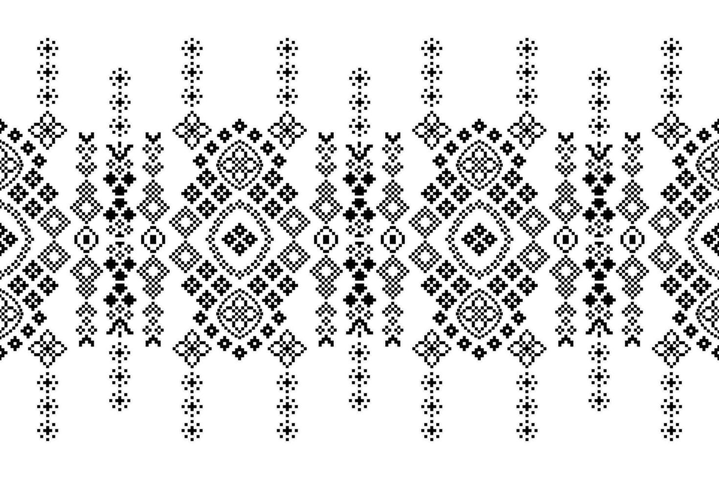 ethnisch geometrisch Stoff Muster Kreuz Stich.ikat Stickerei ethnisch orientalisch Pixel schwarz Weiß Hintergrund. abstrakt, vektor, illustration. Textur, Kleidung, Rahmen, Dekoration, Motive, Seide Hintergrund. vektor