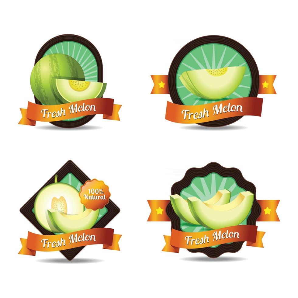 frisches Melonen-Abzeichen mit Vintage-Stil-Kollektion vektor