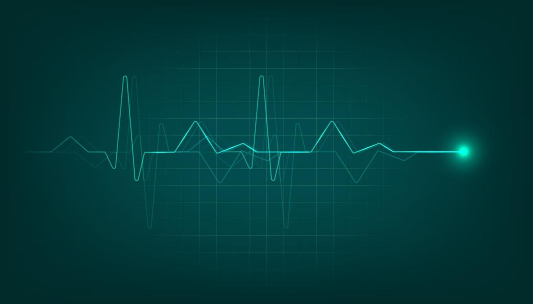 pulsmätare med grönt hjärta med signal. hjärtslag kardiogram bakgrund. vektor