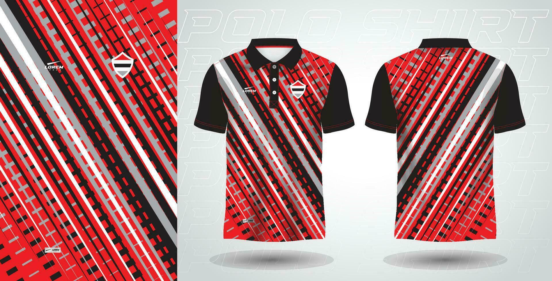 rot und schwarz Polo Sport Hemd Sublimation Jersey Vorlage vektor