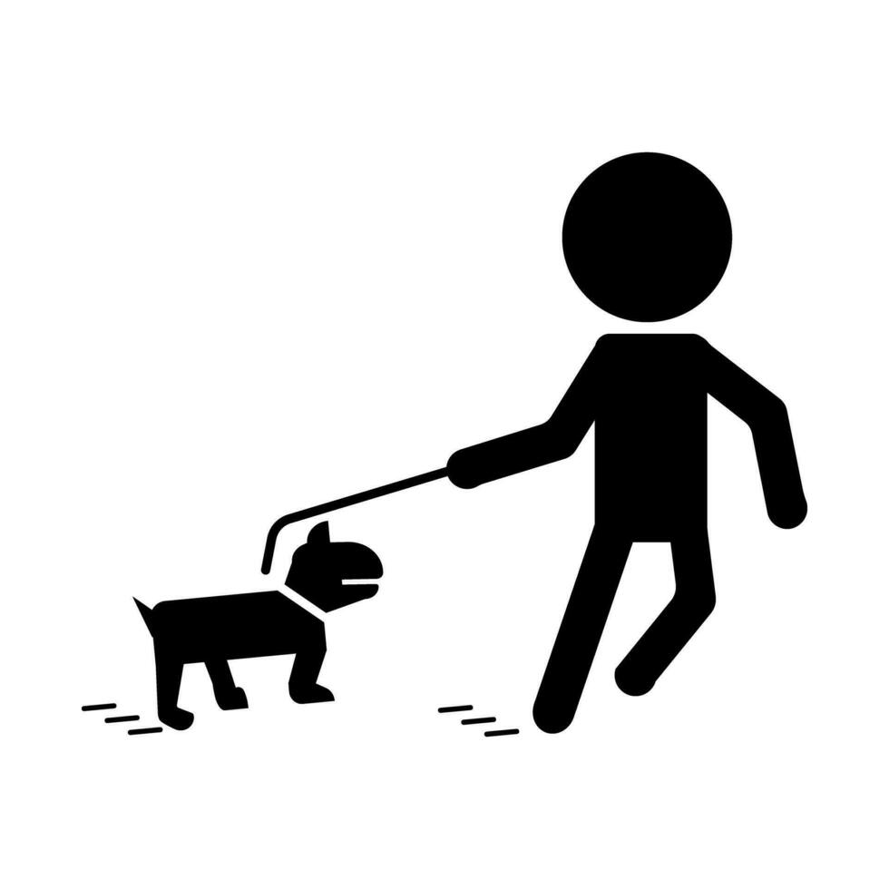 Menschen Laufen mit Haustier Hund Silhouette Symbol. Vektor. vektor