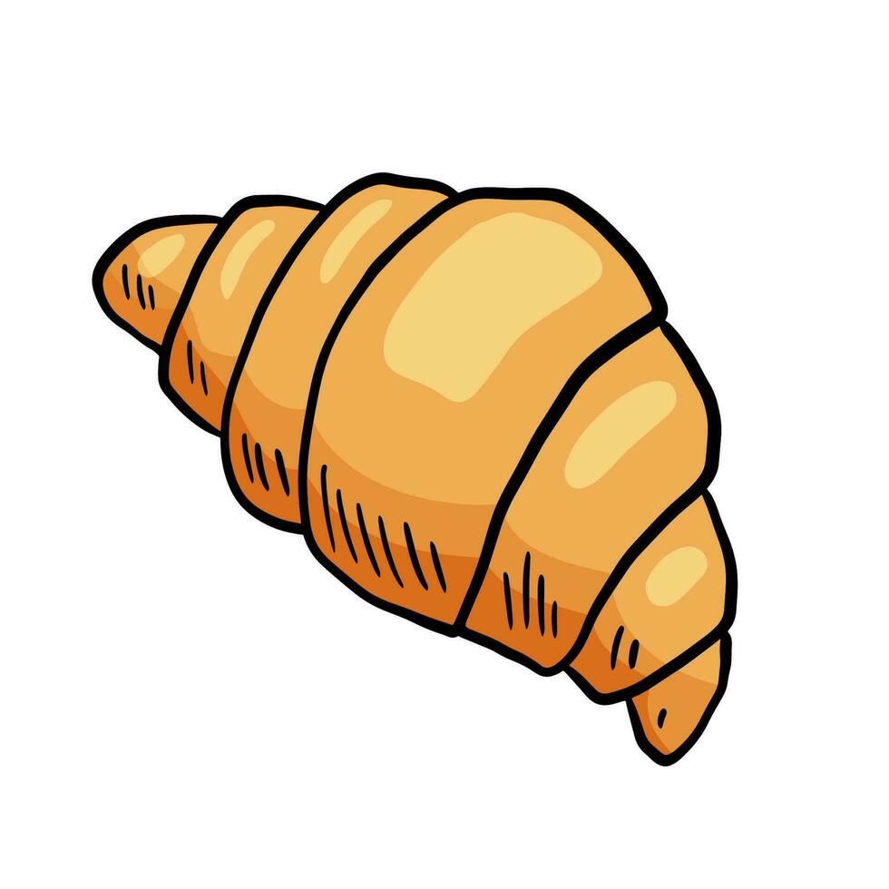 Hand gezeichnet Croissant isoliert auf Weiß Hintergrund. Essen Illustration isoliert auf Weiß. Bäckerei Produkt vektor