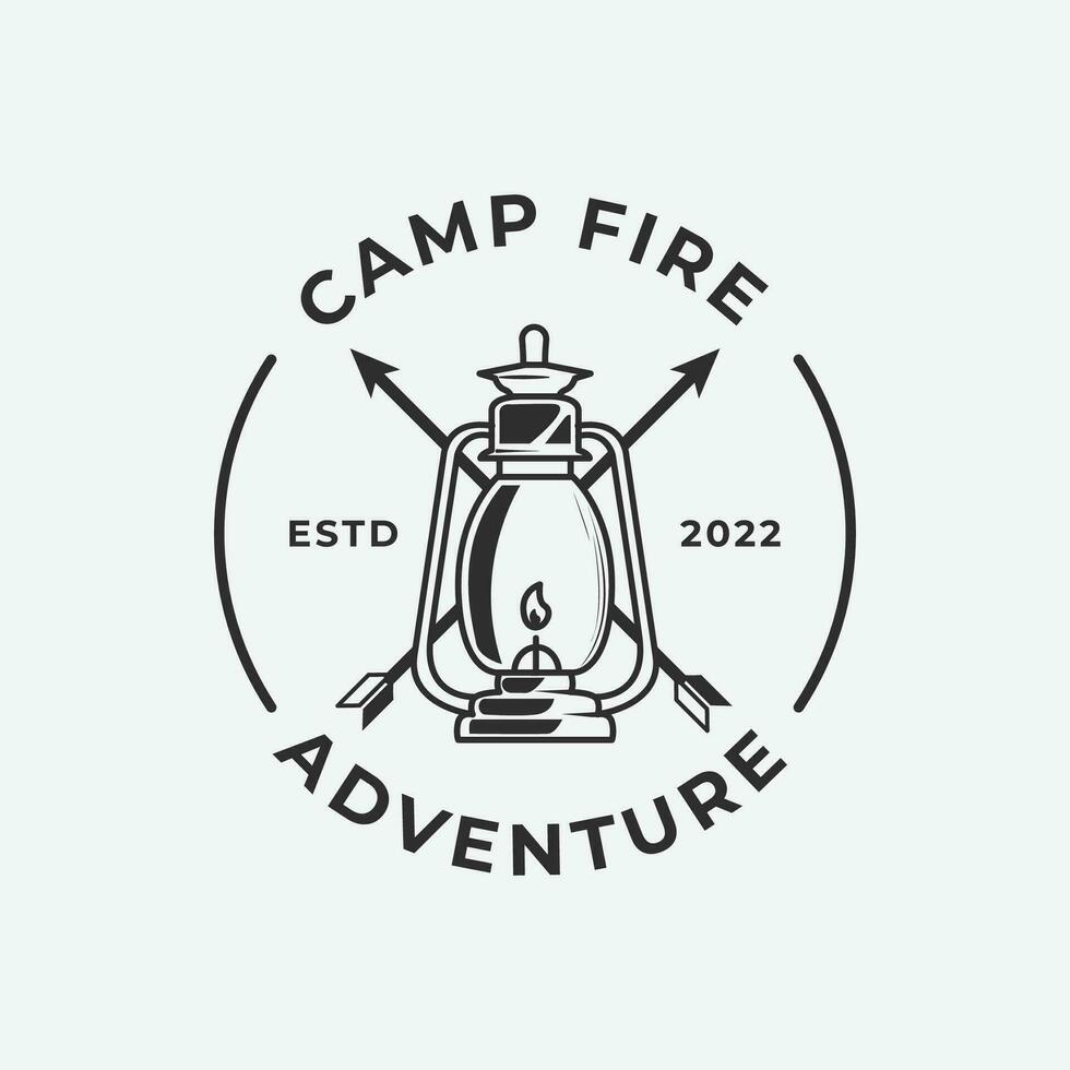 Lager Feuer Logo Symbol Jahrgang Design, Camping Logo Bild einfach Design Illustration. vektor