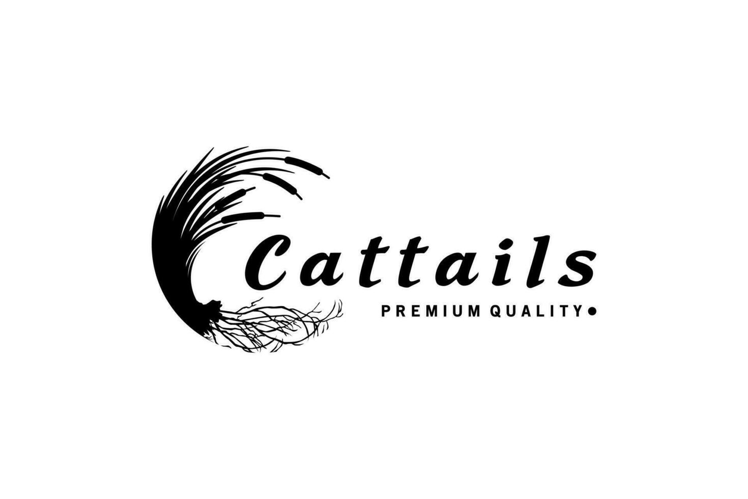 cattail logotyp design mall med silhuett i kreativ abstrakt cirkel vektor