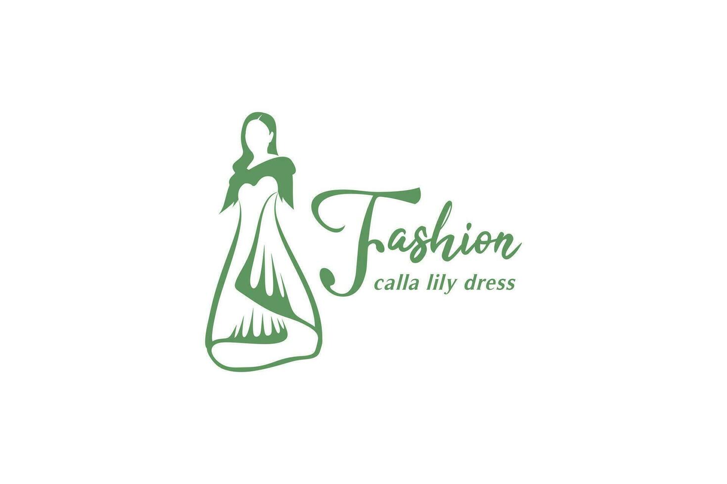 vektor kvinna med calla lilja blommig klänning för logotyp design kvinnors Kläder boutique affär, mode, bröllop klänningar
