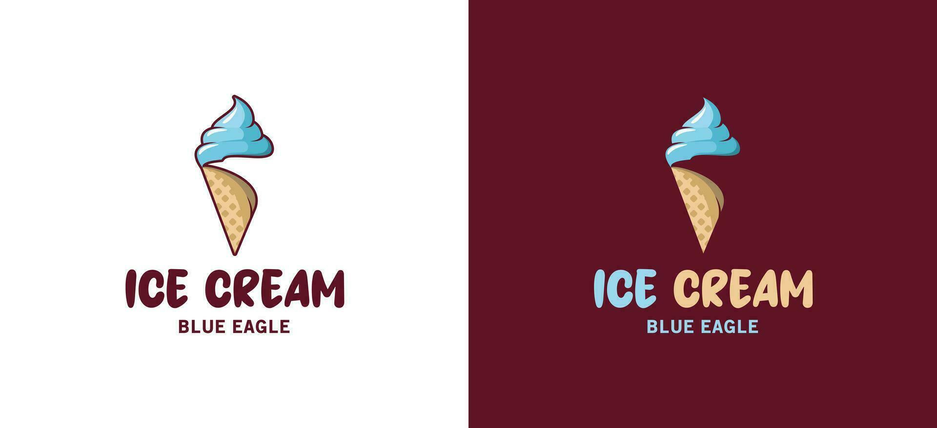 Süss und cremig Blau Eis Eis Sahne Logo Design mit Adler Kopf Konzept vektor