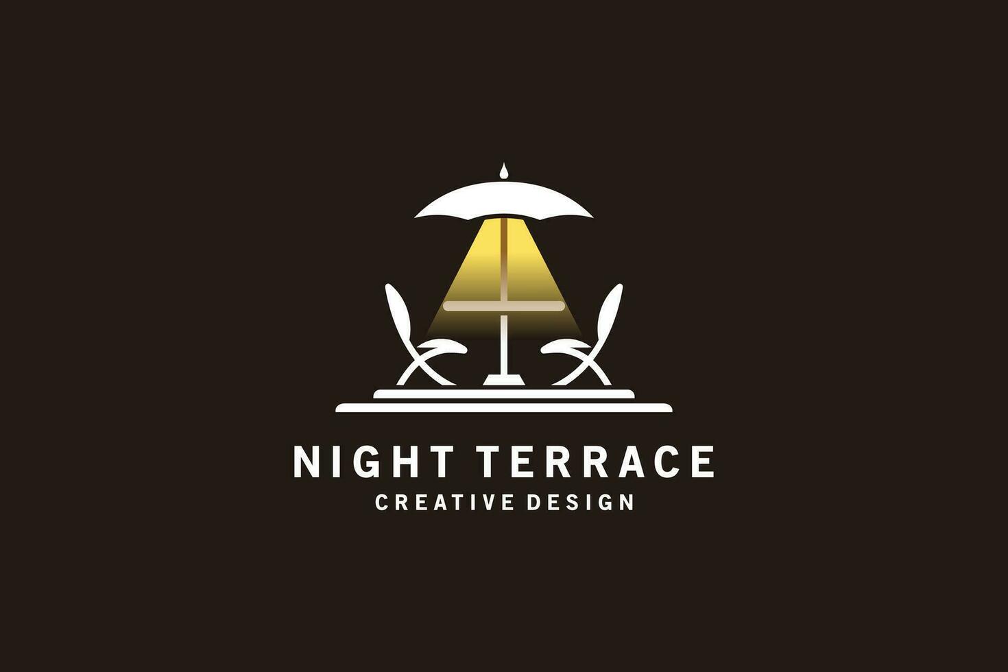 lyx minimalistisk natt terrass Kafé symbol logotyp vektor illustration design