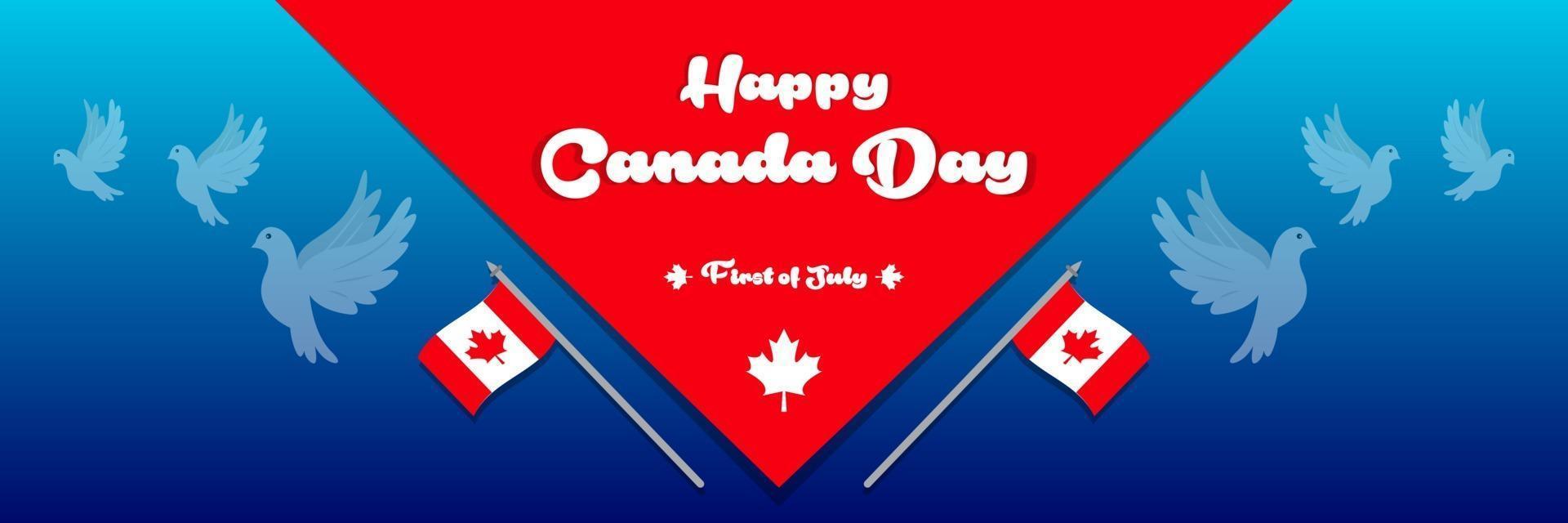 Happy Canada Day kostenlose Vektorbanner-Design-Vorlage auf blauem Hintergrund vektor