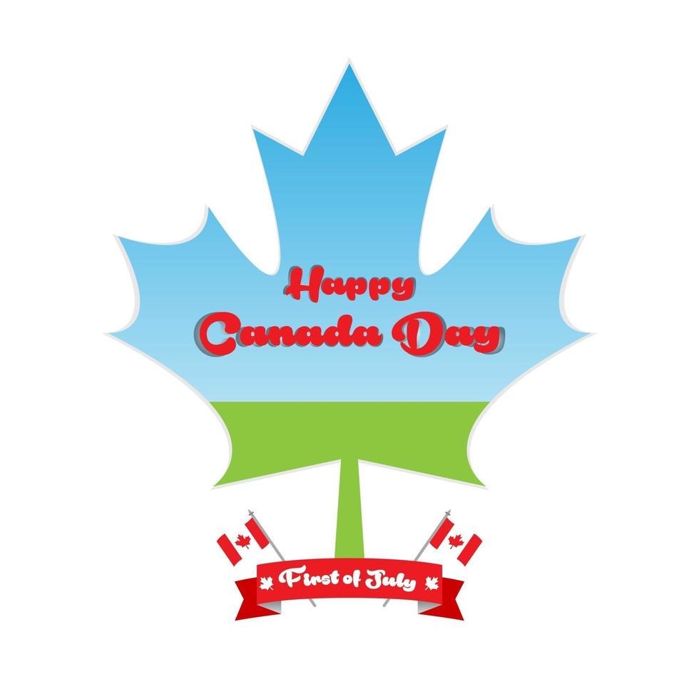 Happy Canada Day Free Vector Illustration Emblem in Ahornblattform