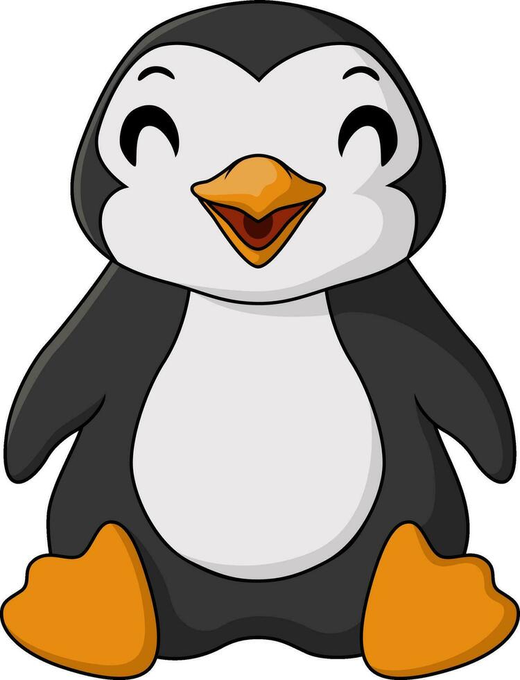 niedlicher Pinguin-Cartoon auf weißem Hintergrund vektor