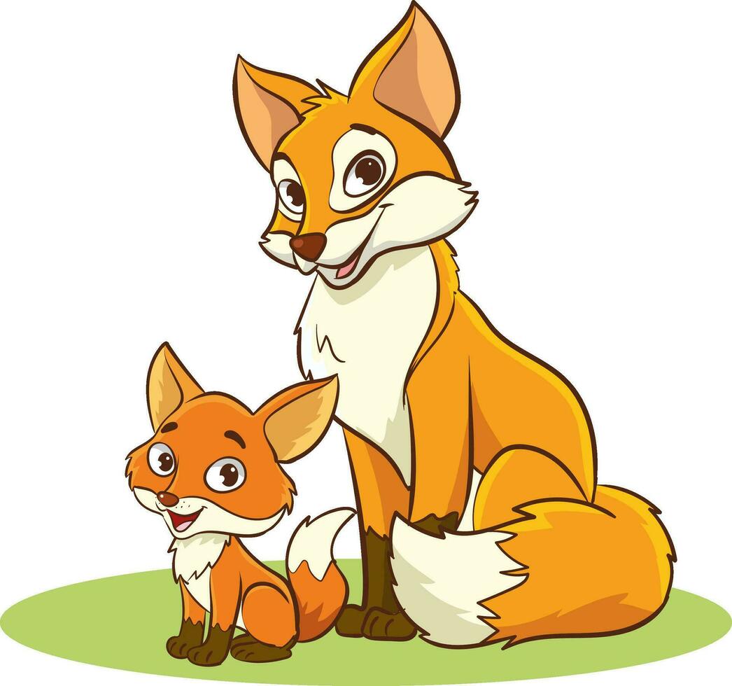 Vektor Illustration von Mutter Fuchs und Baby Fuchs