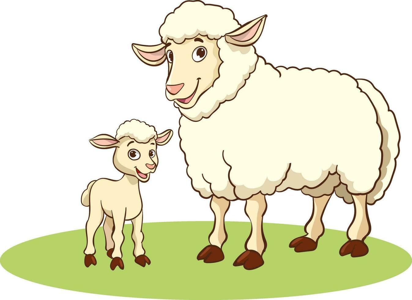 Vektor Illustration von Mutter Schaf und Baby Schaf