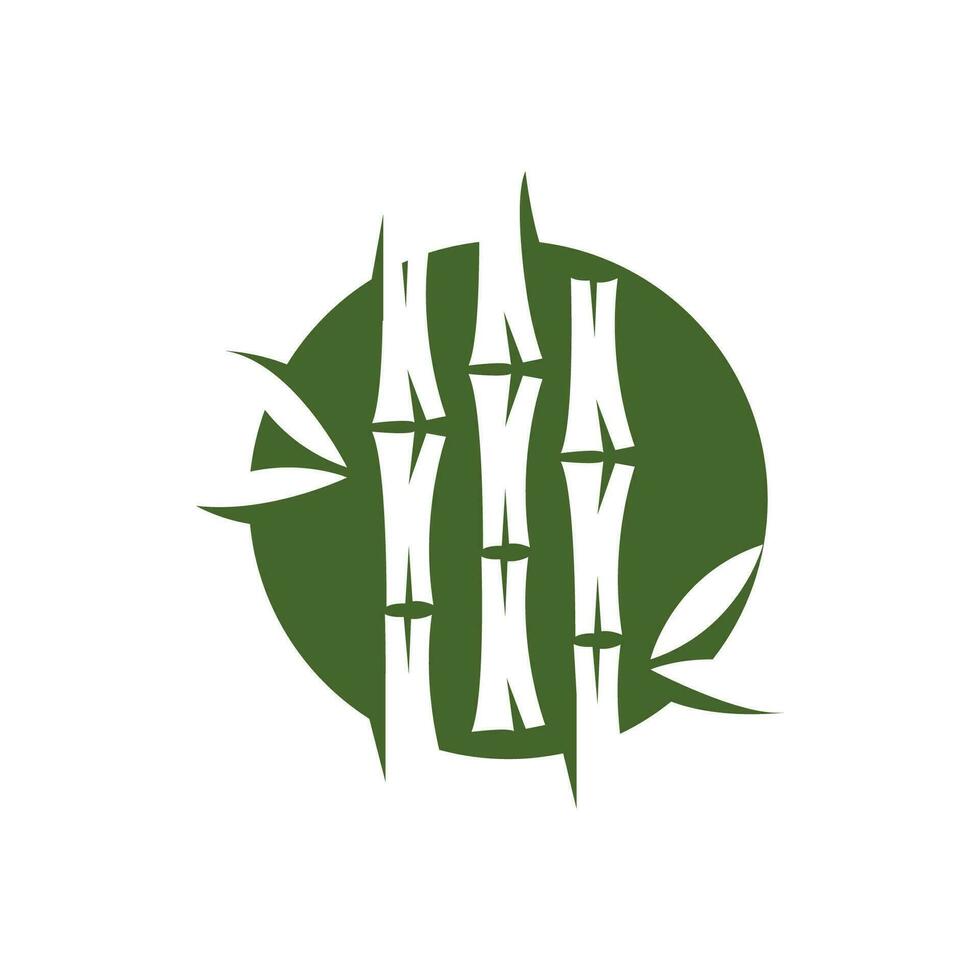 tropisk bambu skog logotyp, träd trunk och blad design, vektor illustration symbol